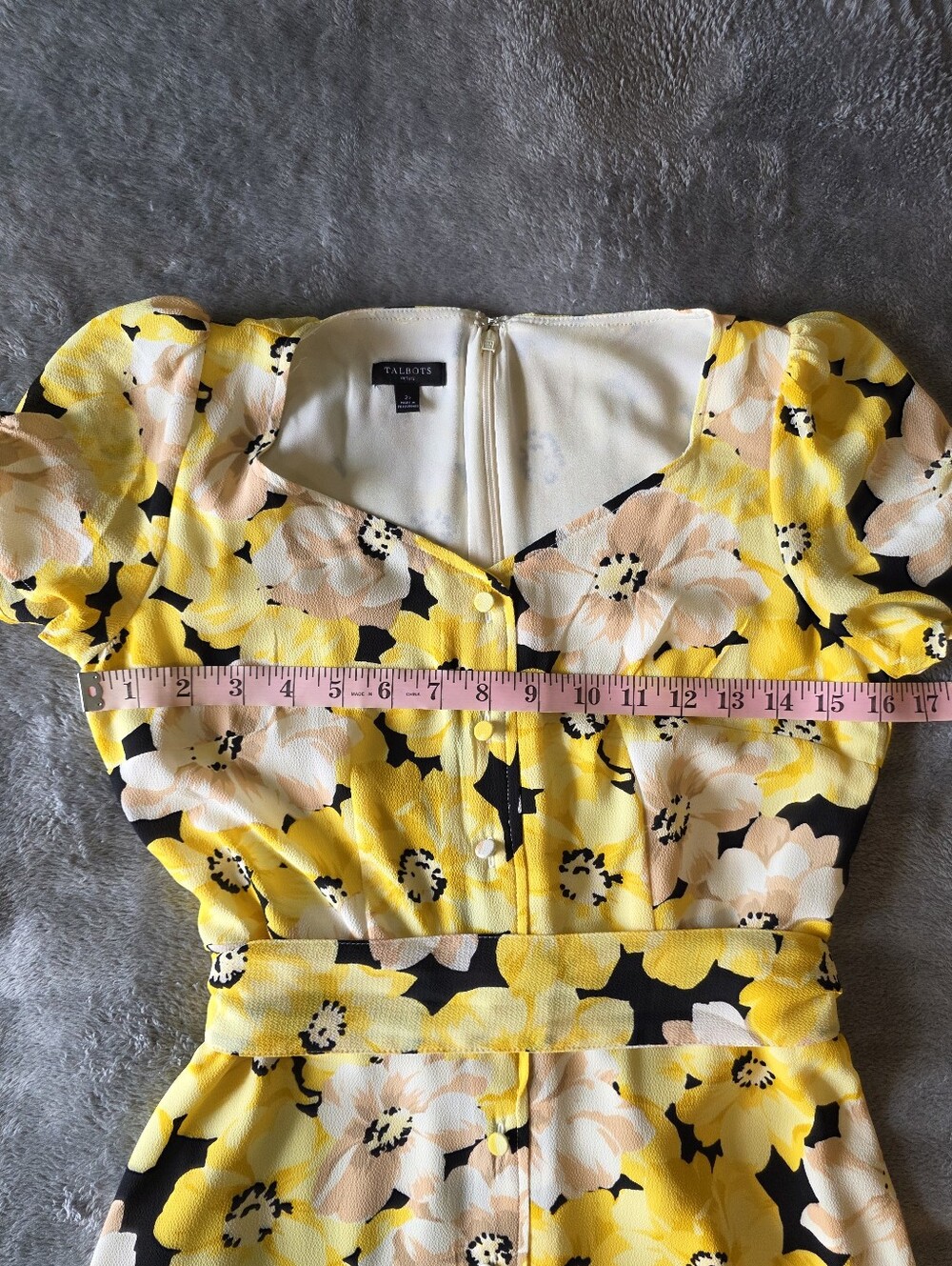 Talbots Pippy Poppies Yellow Floral Crepe Midi Dress 2P - Picture 8 of 11